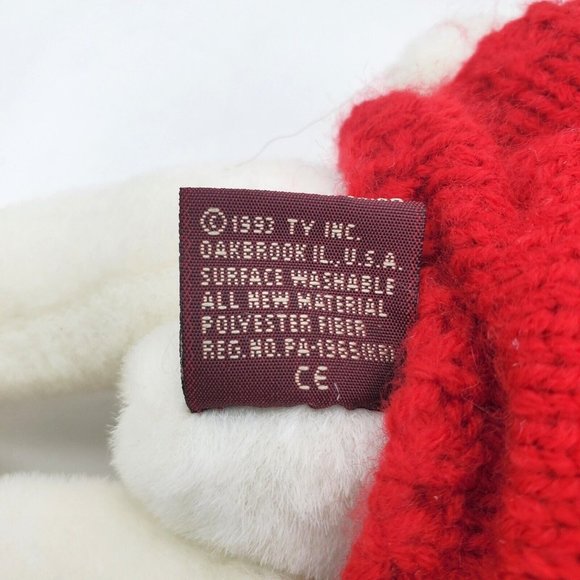 Ty Beanie the Attic Treasures Collection Nicholas 1993 Bear White Red Sweater 8" - Picture 6 of 8
